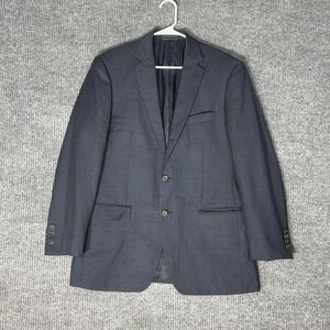 Lauren Ralph Lauren Blazer Mens 40R Blue Windowpane Wool Suit Jacket Sport Coat